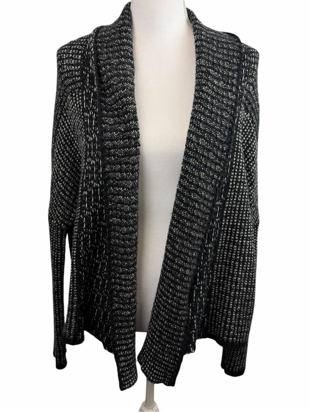 Velvet by Graham & Spencer | Black   White Crochet Wool Blend Cardigan Sweater